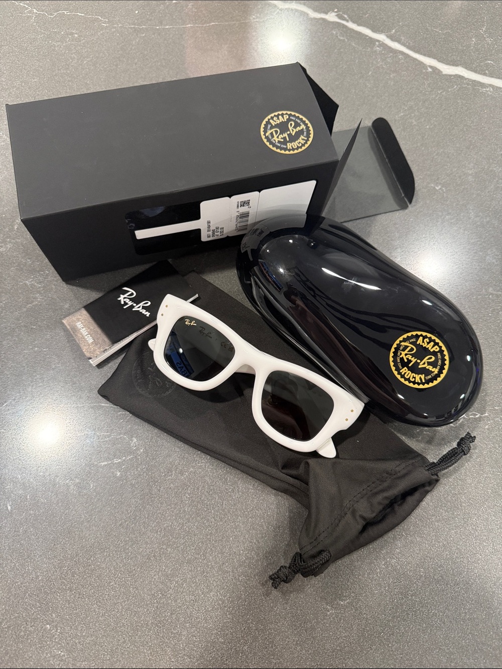 Ray-Ban A$AP rocky White Frame Sunglasses with Black Lenses